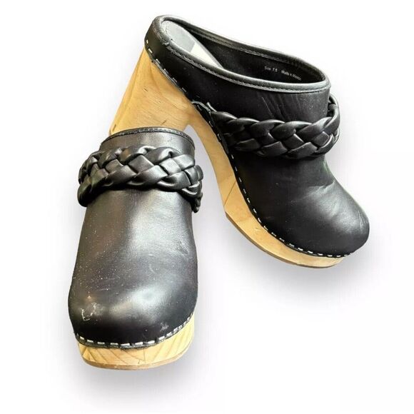 Dolce Vita Hila Womens Black Leather Block Heel Clogs Closed Toe Rope Sz 7.5 - Picture 6 of 8